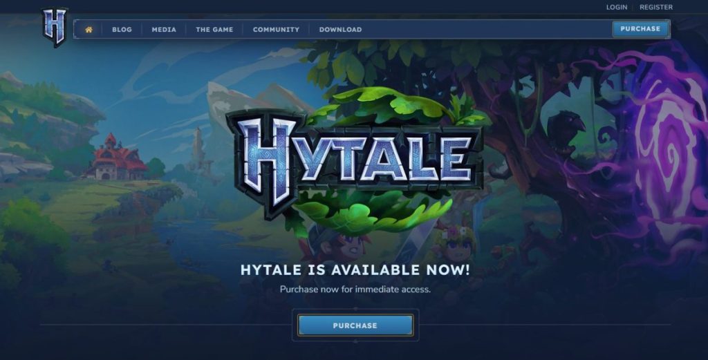 Hytale website homepage to download the launcher