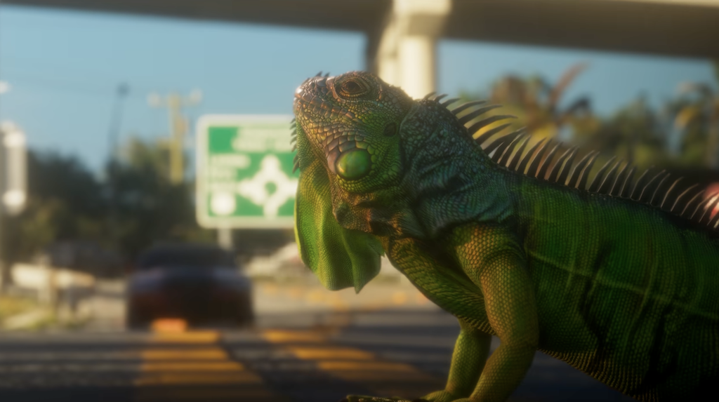 Gecko in Vice City in the middle of a road confirms a huge animal ecosystem.